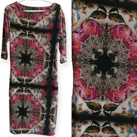 Etro Wool Blend Floral Paisley 3/4 Sleeve Dress 44IT or 8 US Luxury Art to Wear - Picture 3 of 16